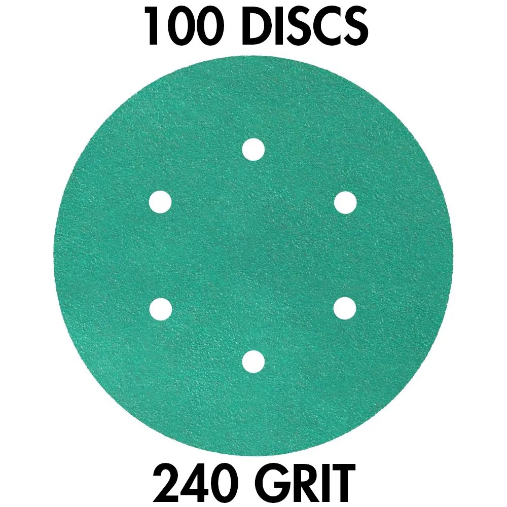 Klingspor 353146 FP 77 K T-ACT GLS3 6" H&L 6-Hole 240 Grit Sanding Discs, 100PK
