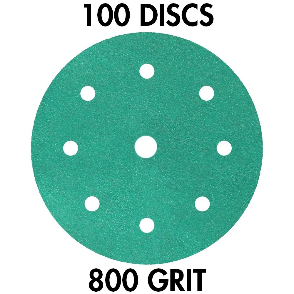 Klingspor 353147 FP 77 K T-ACT GLS1 6" H&L 8-Hole With 17mm Center Hole 800 Grit Sanding Discs, 100PK