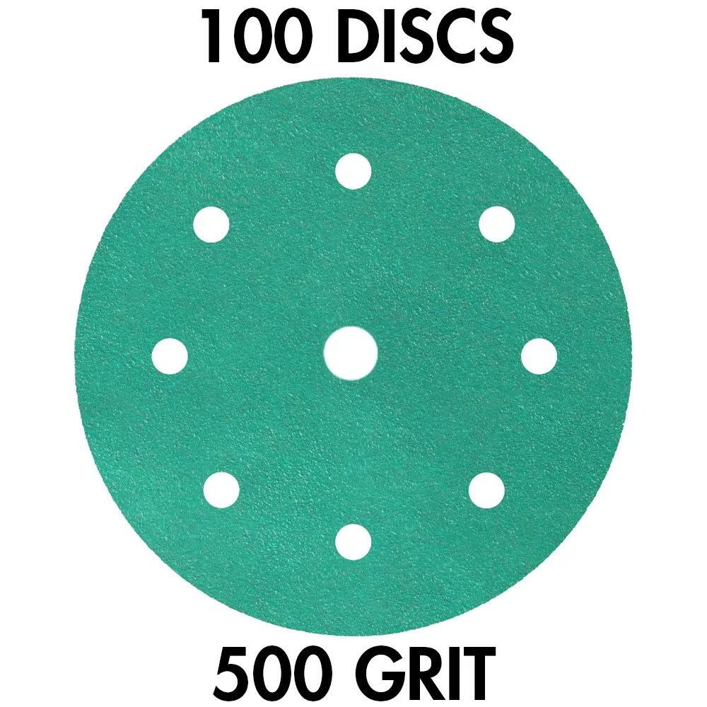 Klingspor 353149 FP 77 K T-ACT GLS1 6" H&L 8-Hole With 17mm Center Hole 500 Grit Sanding Discs, 100PK