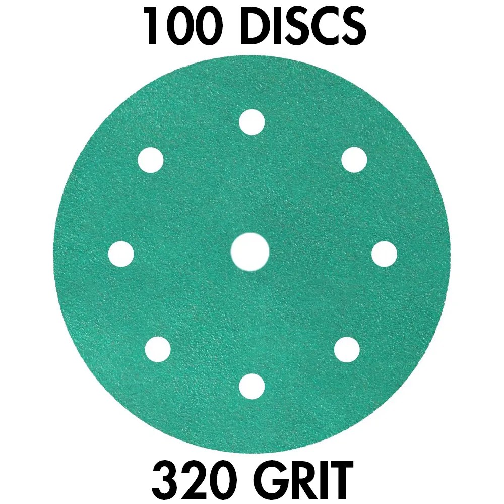 Klingspor 353151 FP 77 K T-ACT GLS1 6" H&L 8-Hole With 17mm Center Hole 320 Grit Sanding Discs, 100PK
