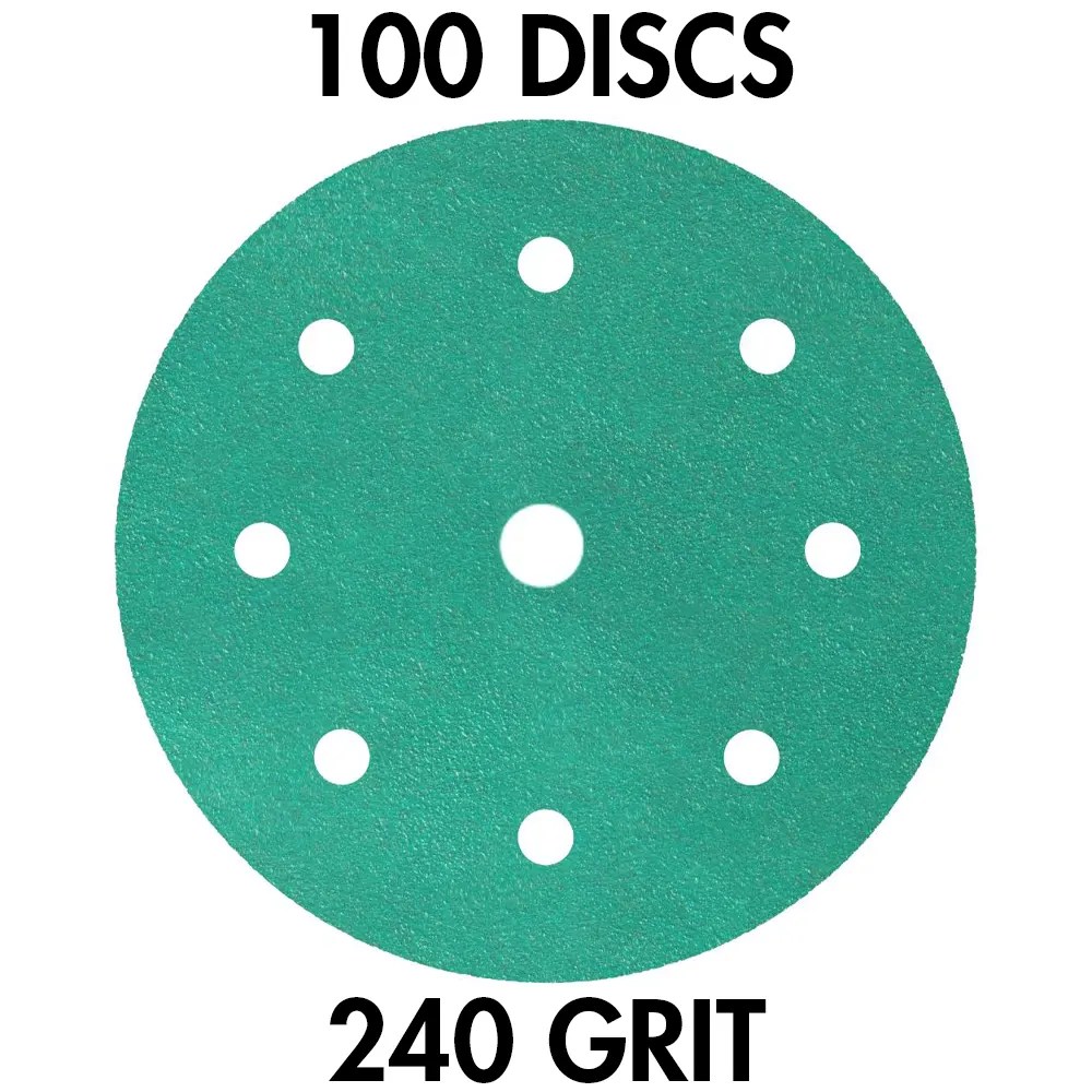 Klingspor 353152 FP 77 K T-ACT GLS1 6" H&L 8-Hole With 17mm Center Hole 240 Grit Sanding Discs, 100PK