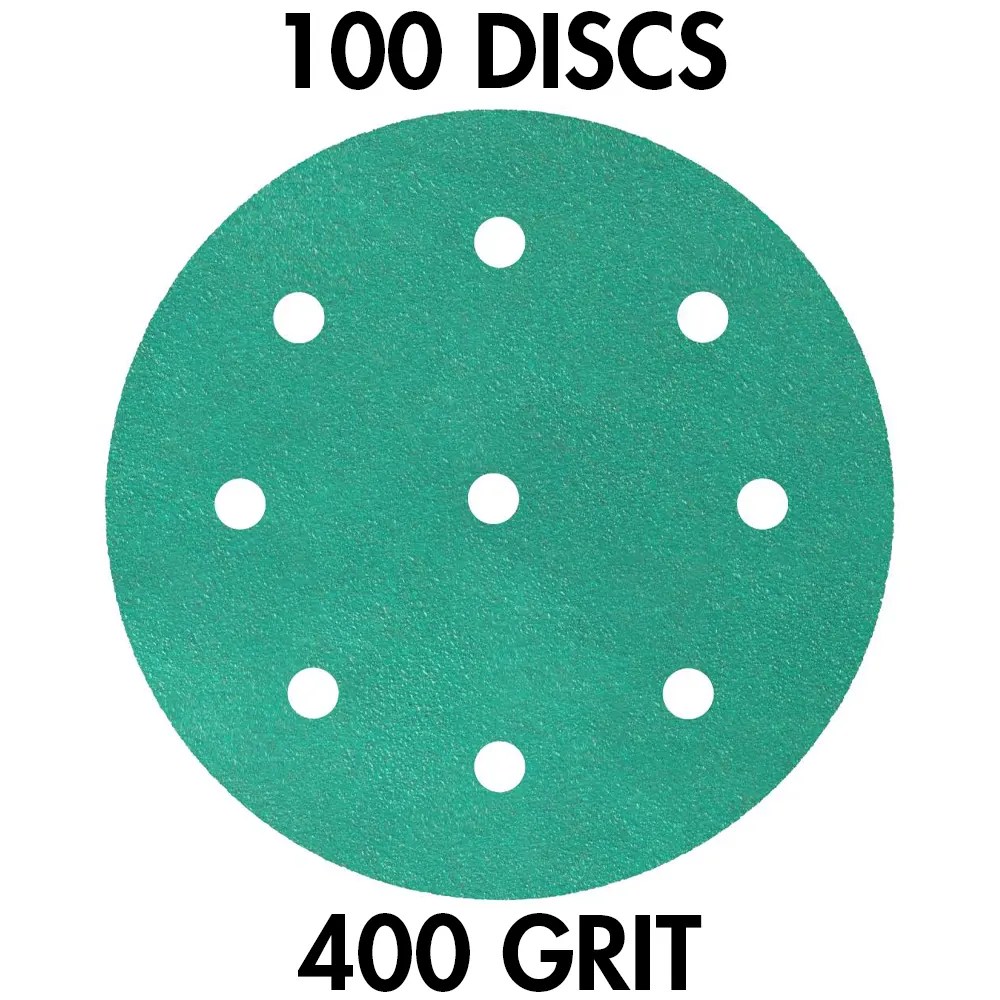 Klingspor 353165 FP 77 K T-ACT GLS27 5" H&L 8-Hole With 10mm Center Hole 400 Grit Sanding Discs, 100PK