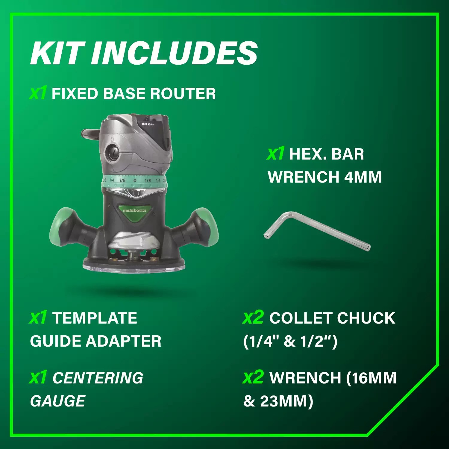 Metabo HPT M12VCM 2.25 Peak HP Variable Speed Fixed Base Router