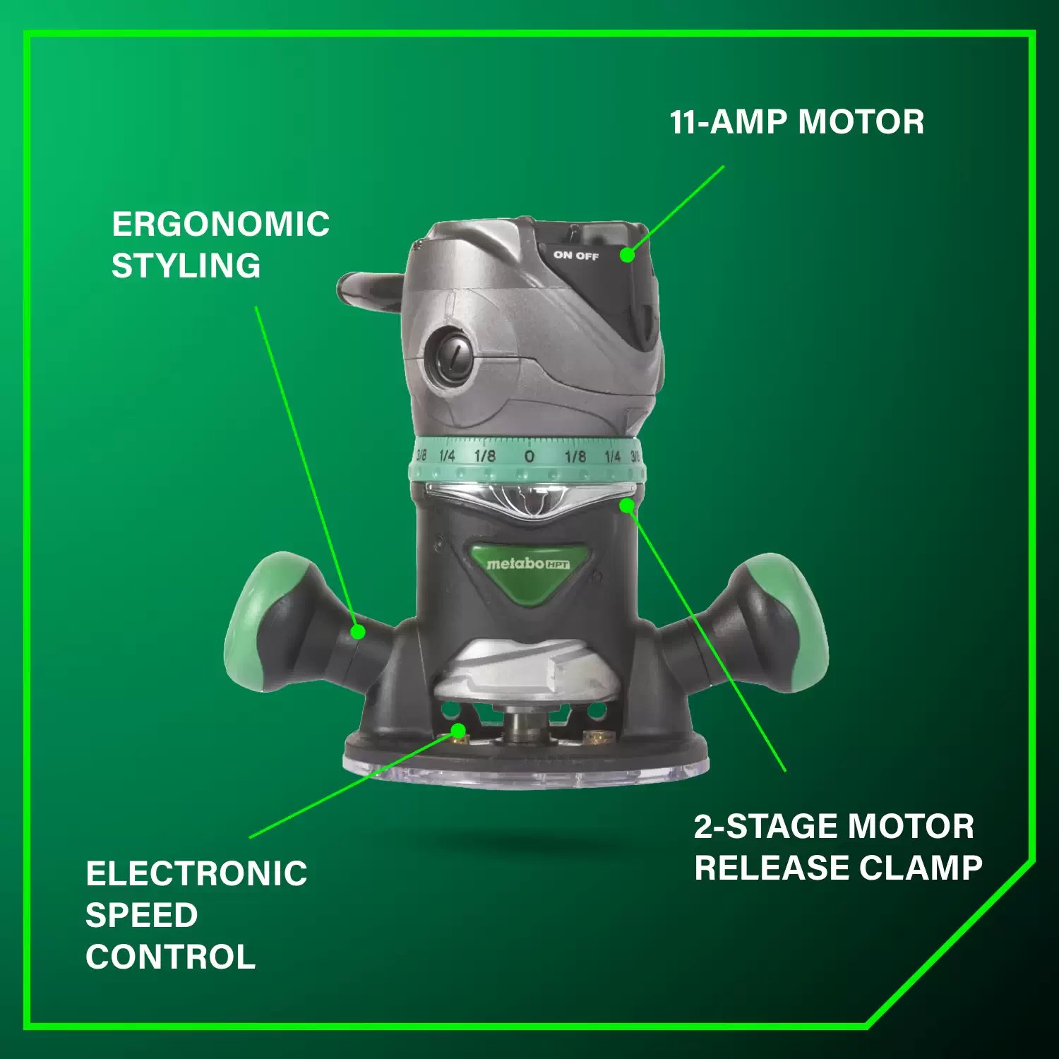 Metabo HPT M12VCM 2.25 Peak HP Variable Speed Fixed Base Router