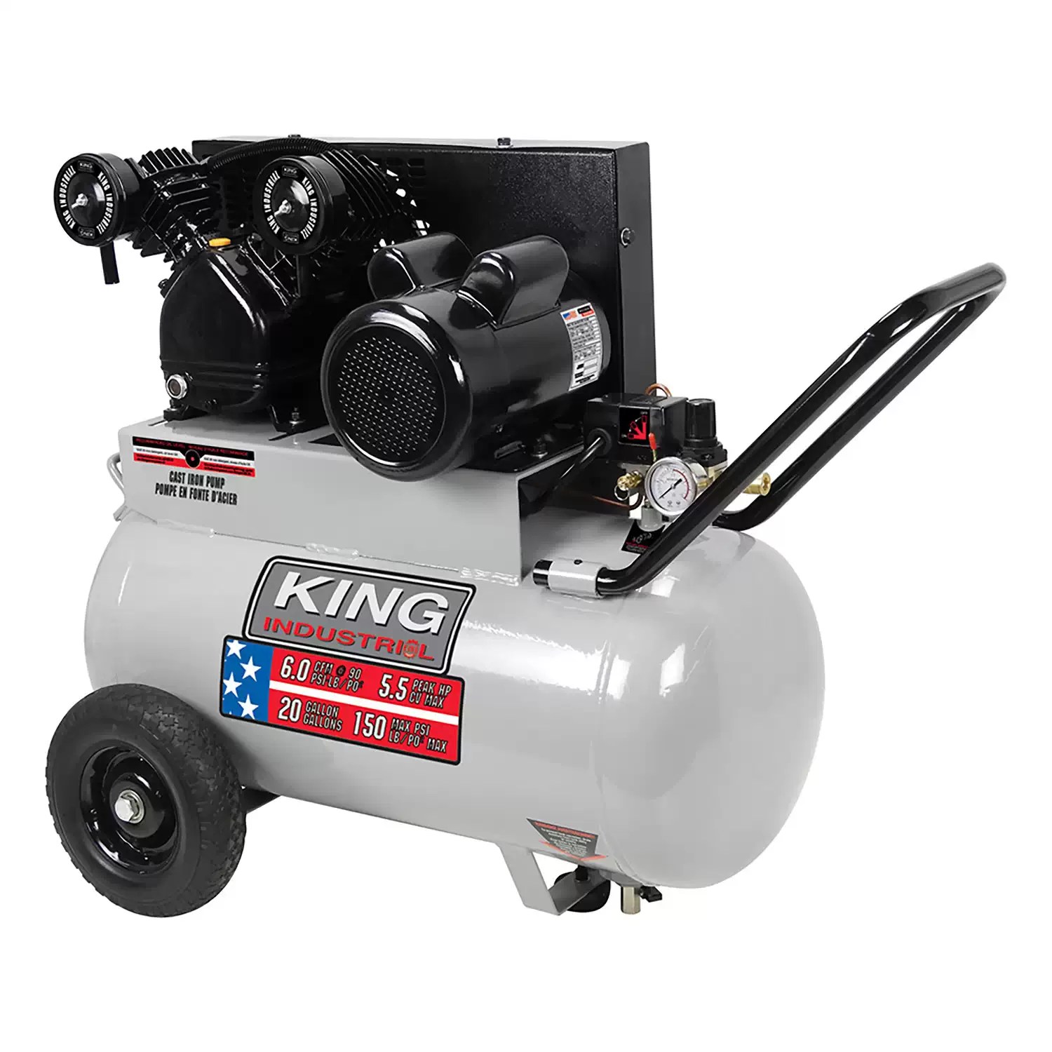 KING INDUSTRIAL KC-2051H2 5.5 HP 20 Gallon Air Compressor
