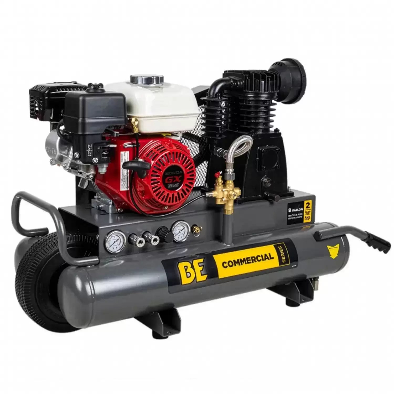 BE Power Equipment AC658HB 13.8CFM 8Gallon Gas Air Compressor, Honda GX200