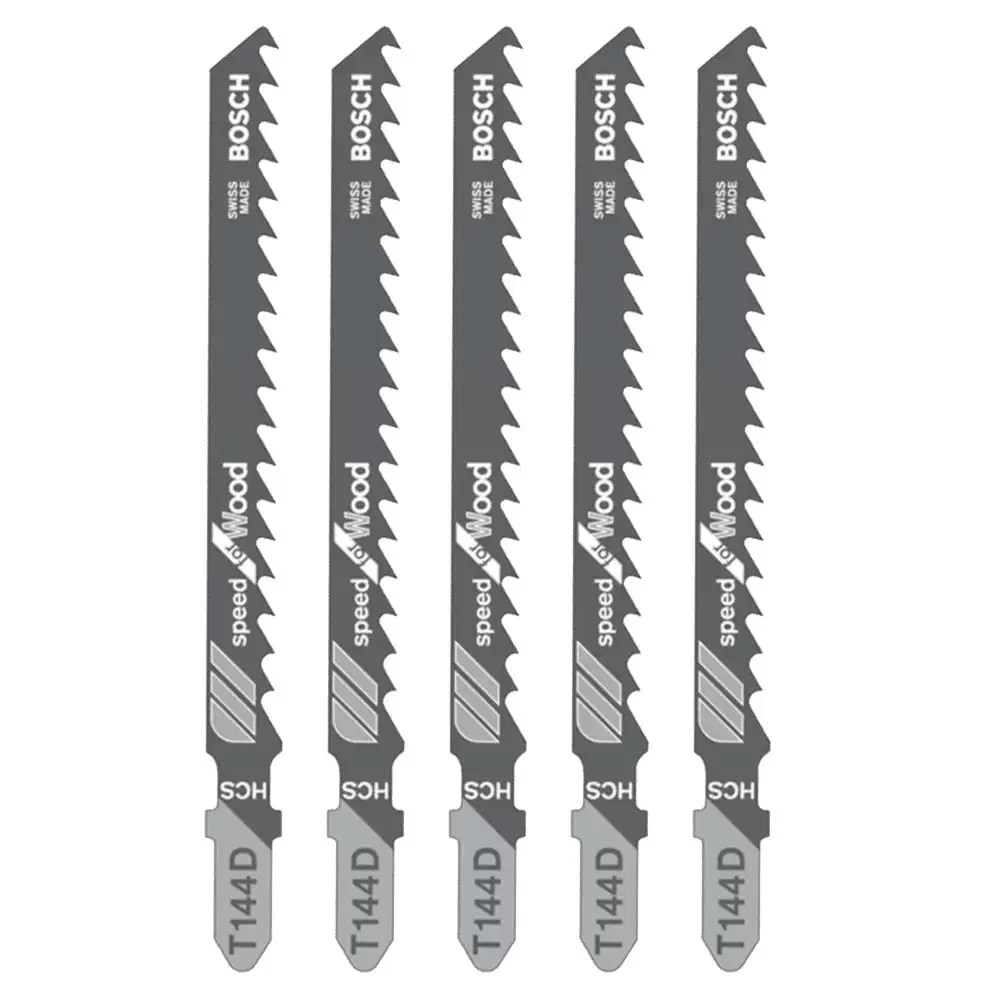 Bosch T144D 4" 6TPI HCS Jig Saw Blades (Wood, OSB, Plywood) 5PK