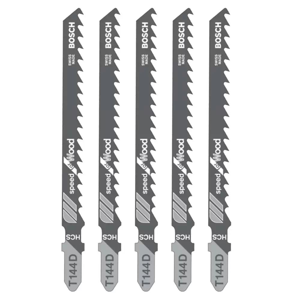 Bosch T144D 4" 6TPI HCS Jig Saw Blades (Wood, OSB, Plywood) 5PK