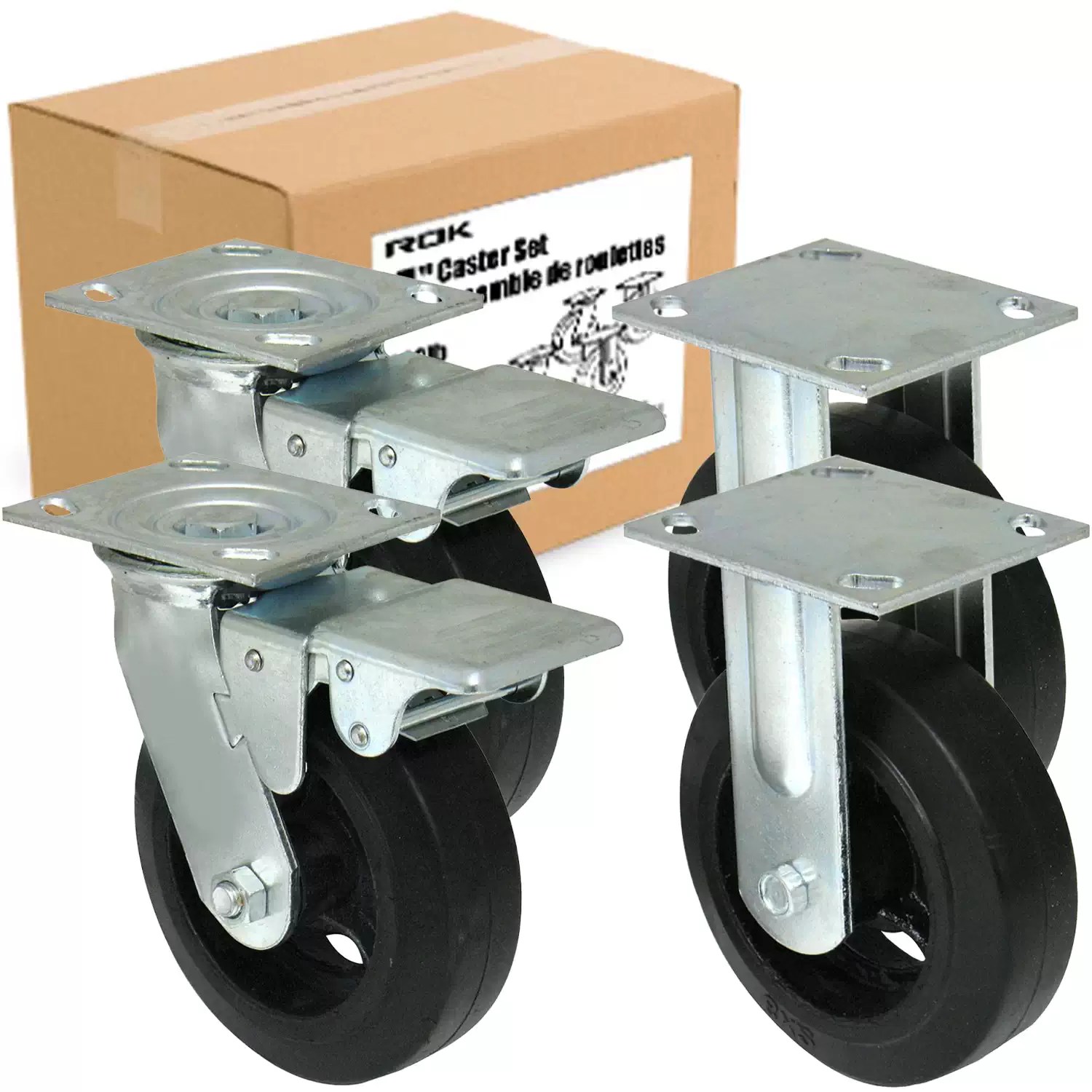ROK 24112 4PC 6" Swivel Caster Set for Job Boxes