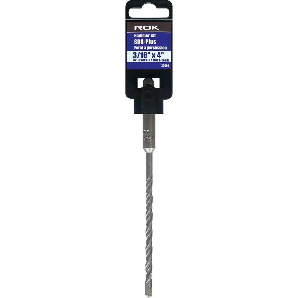 ROK 25603 3/16″ X 6″ Carbide 4 Flute SDS Plus Hammer Bit