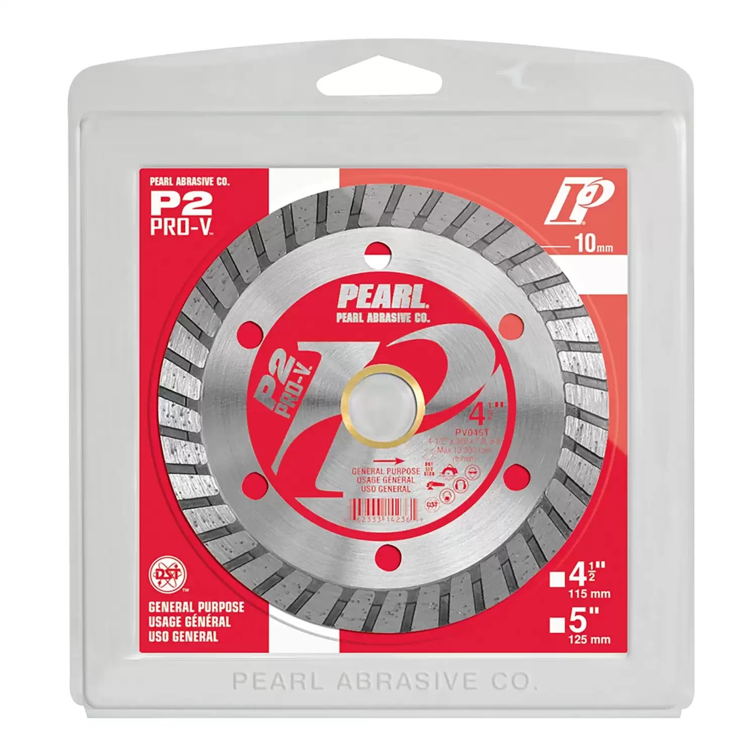 Pearl PV045T 4-1/2" x .080 P2 Pro-V Turbo Rim Diamond Blade for General Purpose 20mm-5/8"