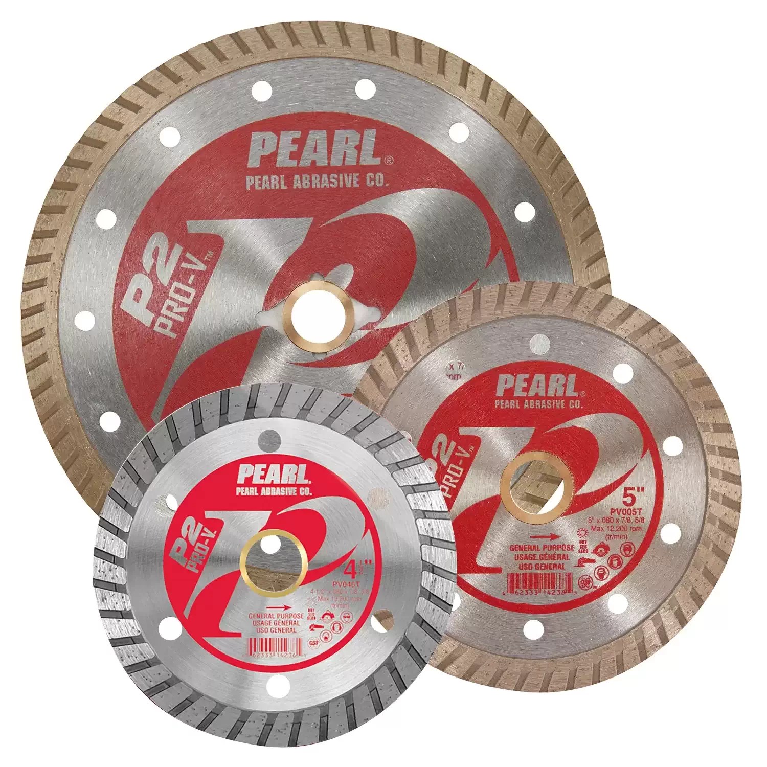 Pearl PV045T 4-1/2" x .080 P2 Pro-V Turbo Rim Diamond Blade for General Purpose 20mm-5/8"