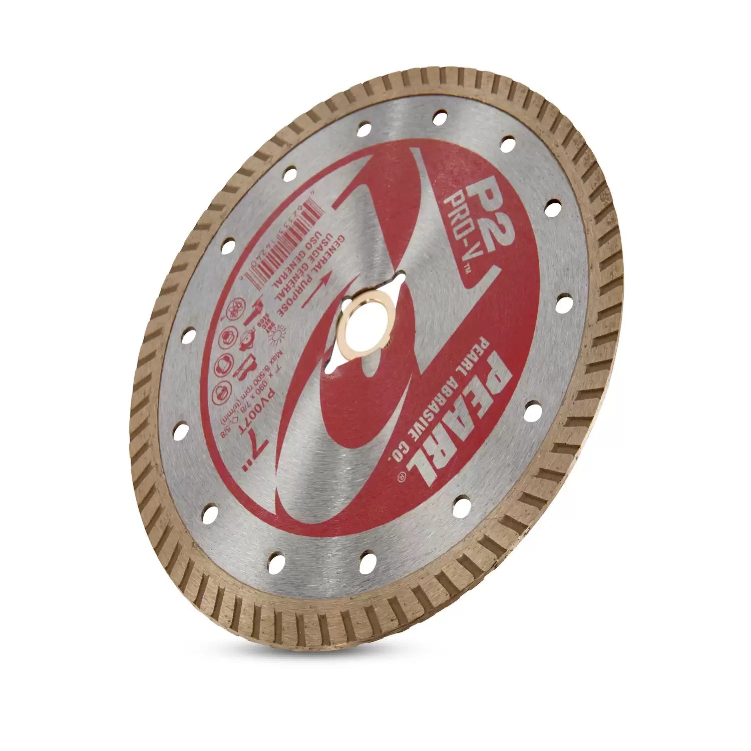 Pearl PV007T 7" x .080 P2 Pro-V Turbo Rim Diamond Blade for General Purpose 20mm-5/8" Adapter