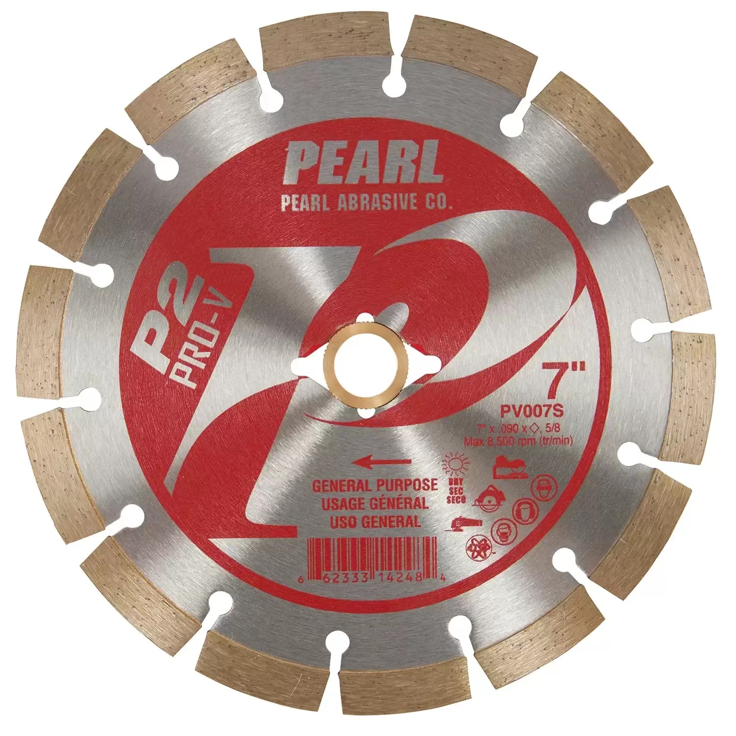 Pearl PV007S 7" x .080 P2 Pro-V Segmented Diamond Blade for Concrete & Masonry 5/8"-20mm