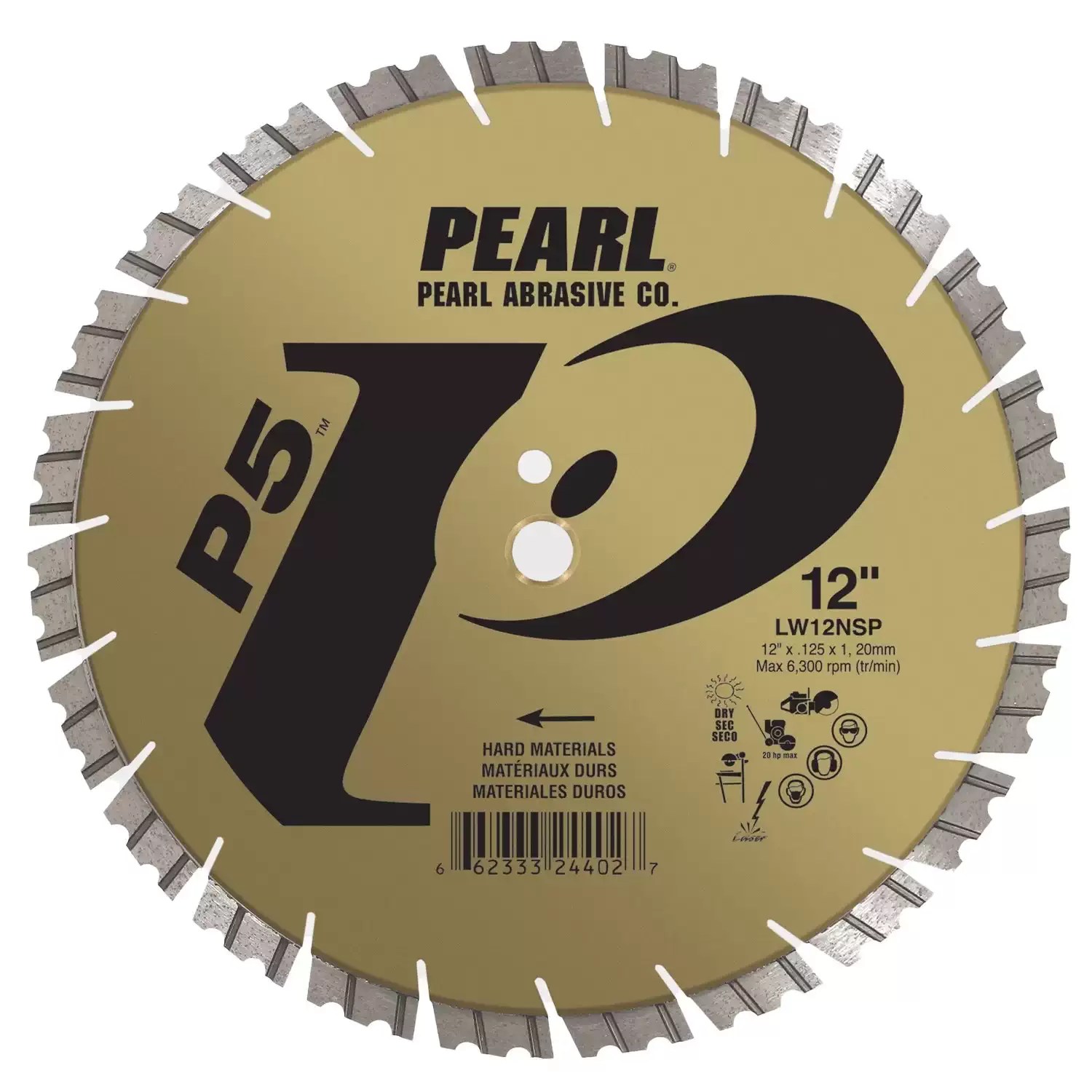 Pearl LW12NSP 12" x .125 P5 Segmented Diamond Blade for Hard Materials 1"-20mm