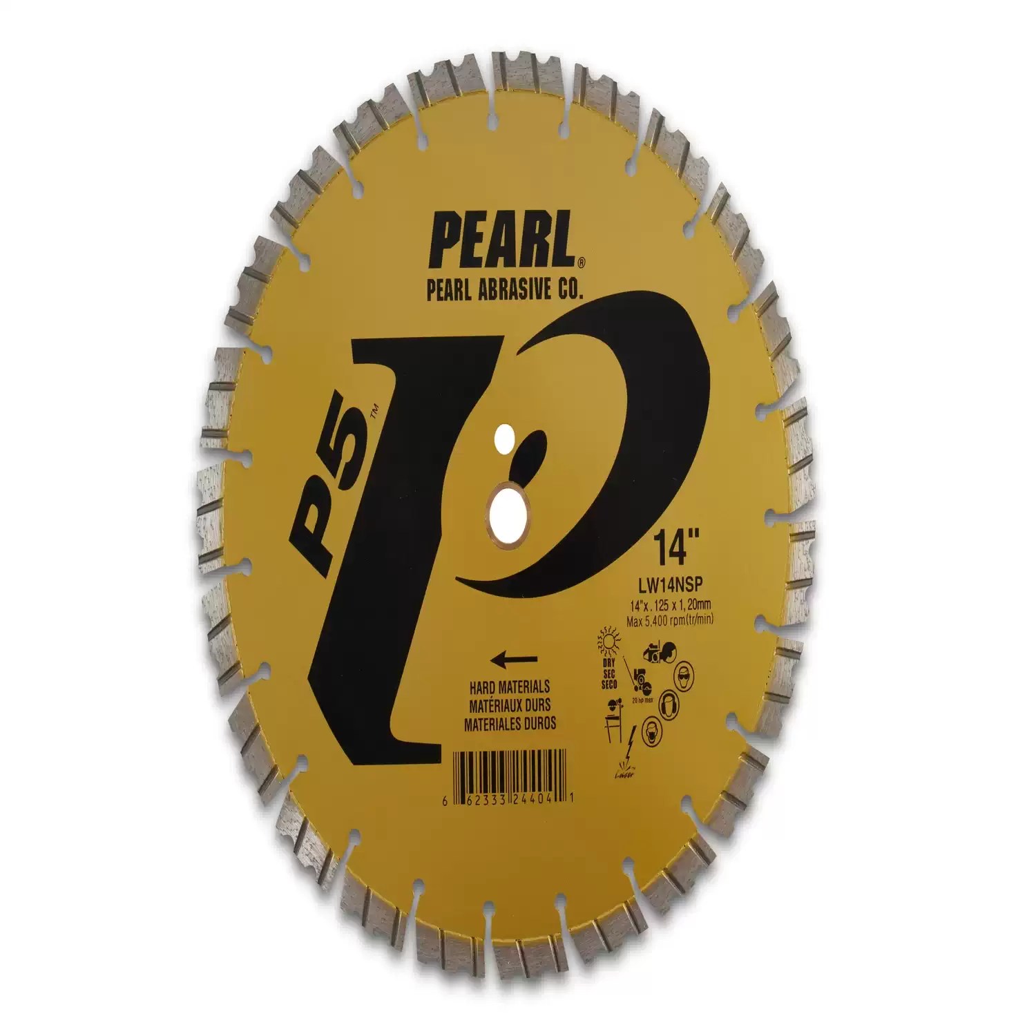 Pearl LW14NSP 14" x .125 P5 Segmented Diamond Blade for Hard Materials 1"-20mm
