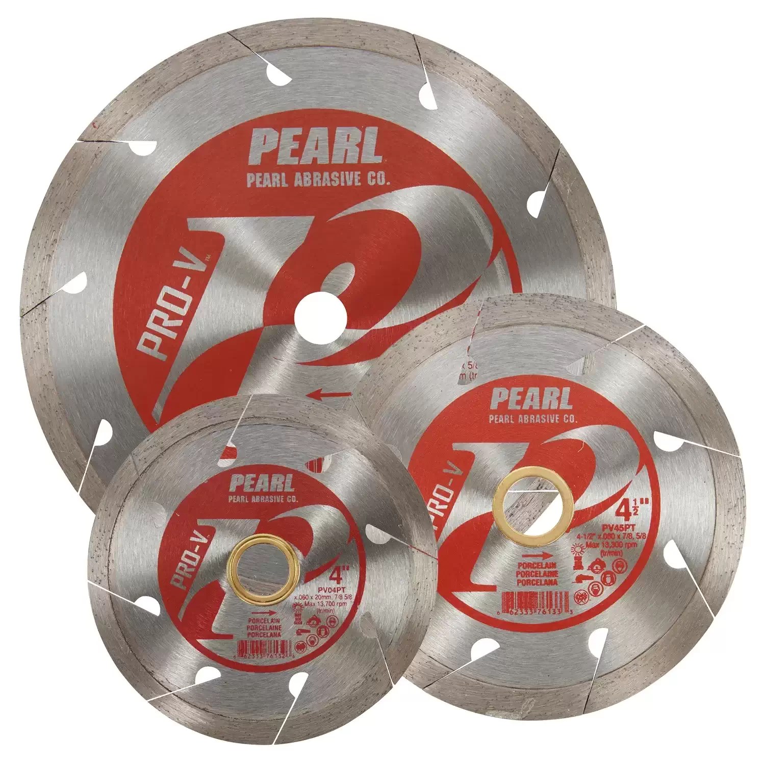 Pearl PV45PT 4-1/2" x .060 P2 Pro-V Continuous Rim Diamond Blade for Porcelain 5/8″-7/8″ Arbor
