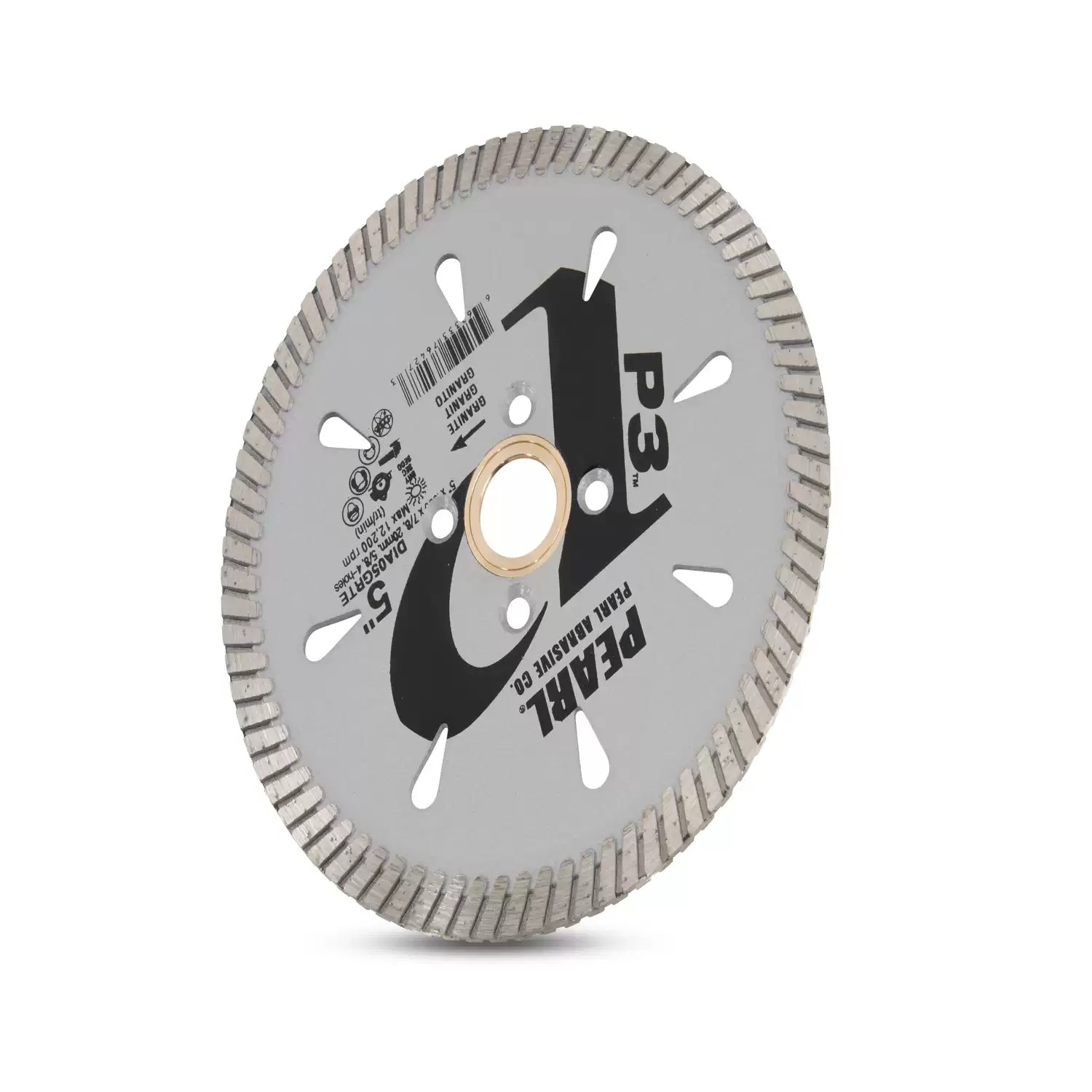 Pearl DIA05GRTE 5" x .090 P3 Granite Turbo Rim Diamond Blade 5/8″, 20mm, 7/8″, 4 Hole