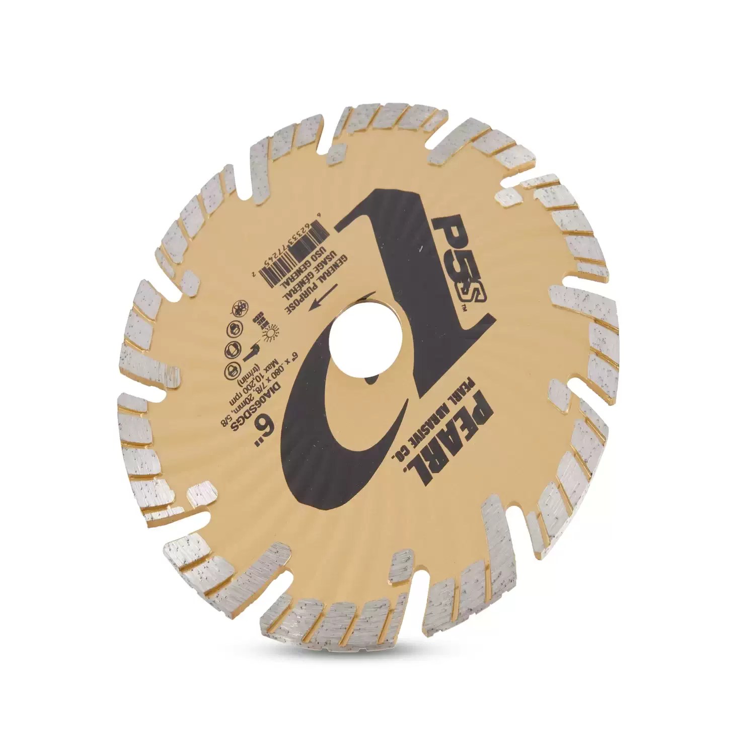 Pearl DIA06SDGS 6" x .080 P5 SDGS Gold Waved Core Turbo Rim Diamond Blade 5/8"-20mm-7/8"