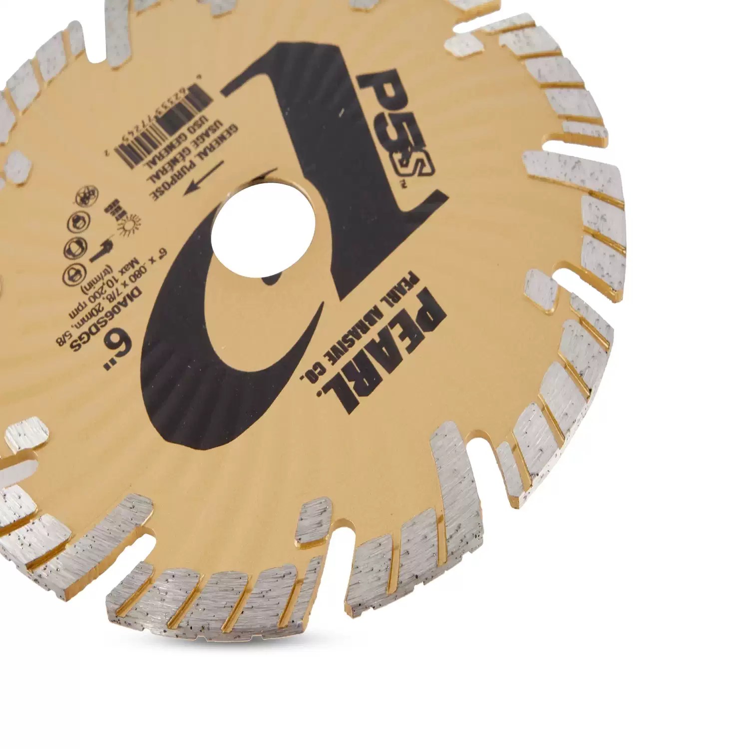 Pearl DIA06SDGS 6" x .080 P5 SDGS Gold Waved Core Turbo Rim Diamond Blade 5/8"-20mm-7/8"