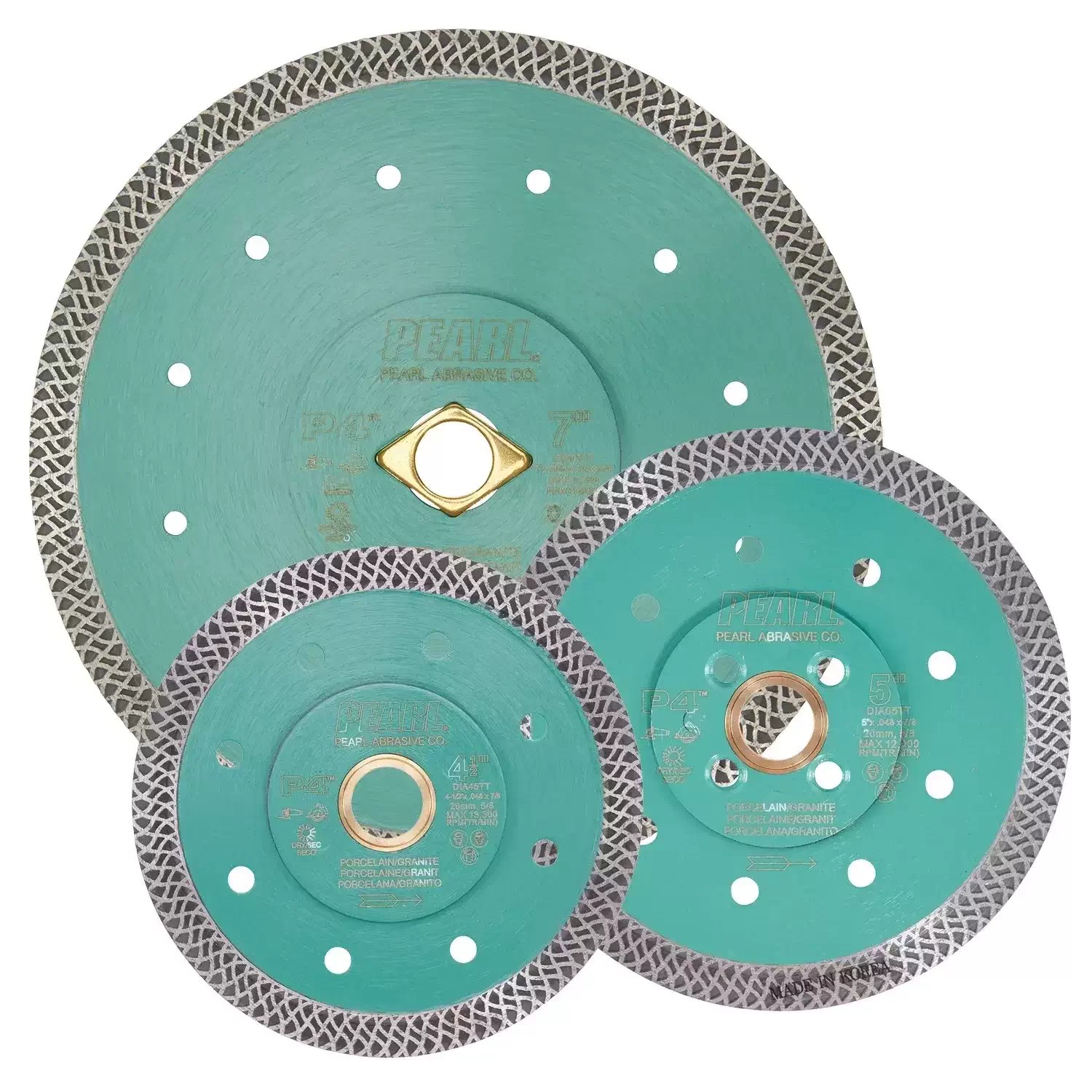 Pearl DIA05TT 5" P4 Thin Mesh Turbo Diamond Blade for Porcelain 5/8"-20mm-7/8" Arbor 4 Holes