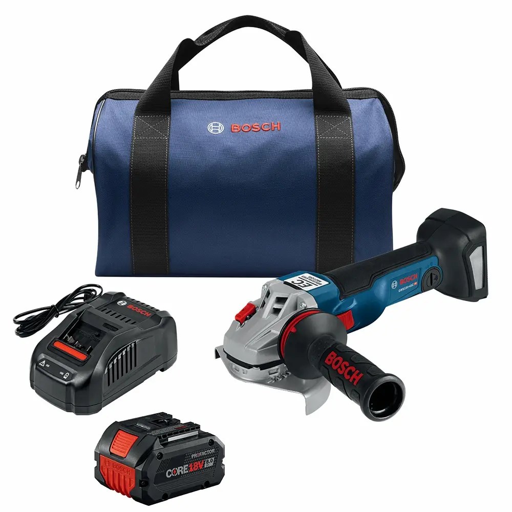 BOSCH GWS18V-10B14 18V Brushless 4-1/2 – 5 In. Angle Grinder Kit with (1) CORE18V 8.0 Ah PROFACTOR Performance Battery