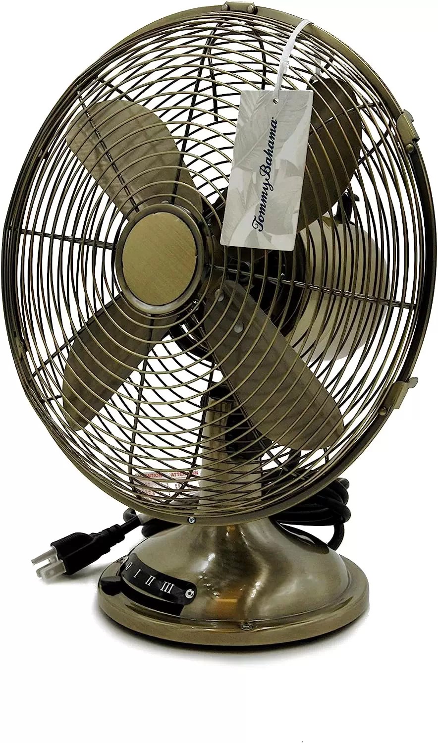 Tommy Bahama FN1043 Retro Vintage 16" x 13" 3-Speed Gold Oscillating Fan