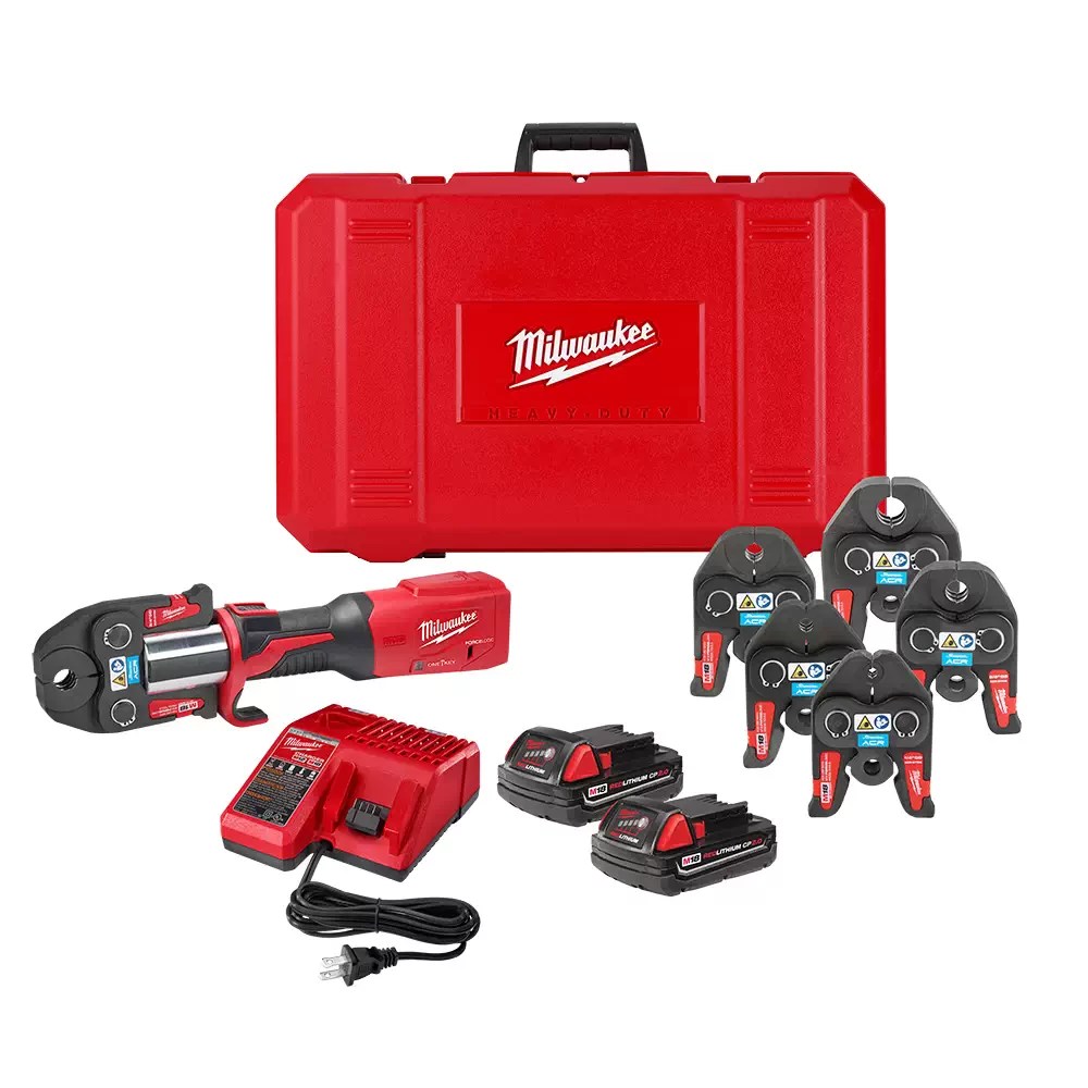 Milwaukee 2922-22M M18 FORCE LOGIC Press Tool Kit w/ One-Key, 1/4" - 7/8" Streamline ACR Jaws (2) 2AH
