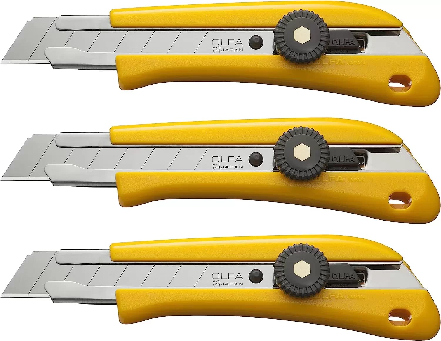 OLFA BN-L/CP3 1141946 18mm Ratchet Lock Utility Knife, 3PK