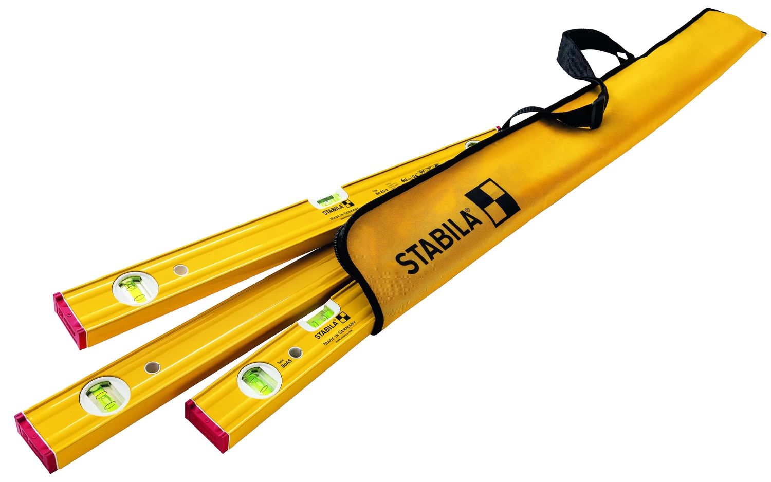STABILA 29840 PRO SET 80 AS spirit levels, 48″ (120 cm) / 24″ (60 cm) / 12″ (30 cm) / carrying case