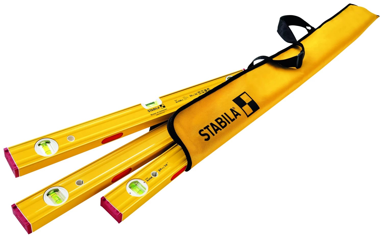 STABILA 29940 PRO SET 80 ASM spirit levels, 48″ (120 cm) / 24″ (60 cm) / 12″ (30 cm) / carrying case