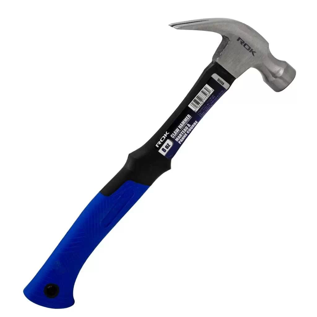 ROK 65515 8 OZ Claw Hammer, Fiberglass handle