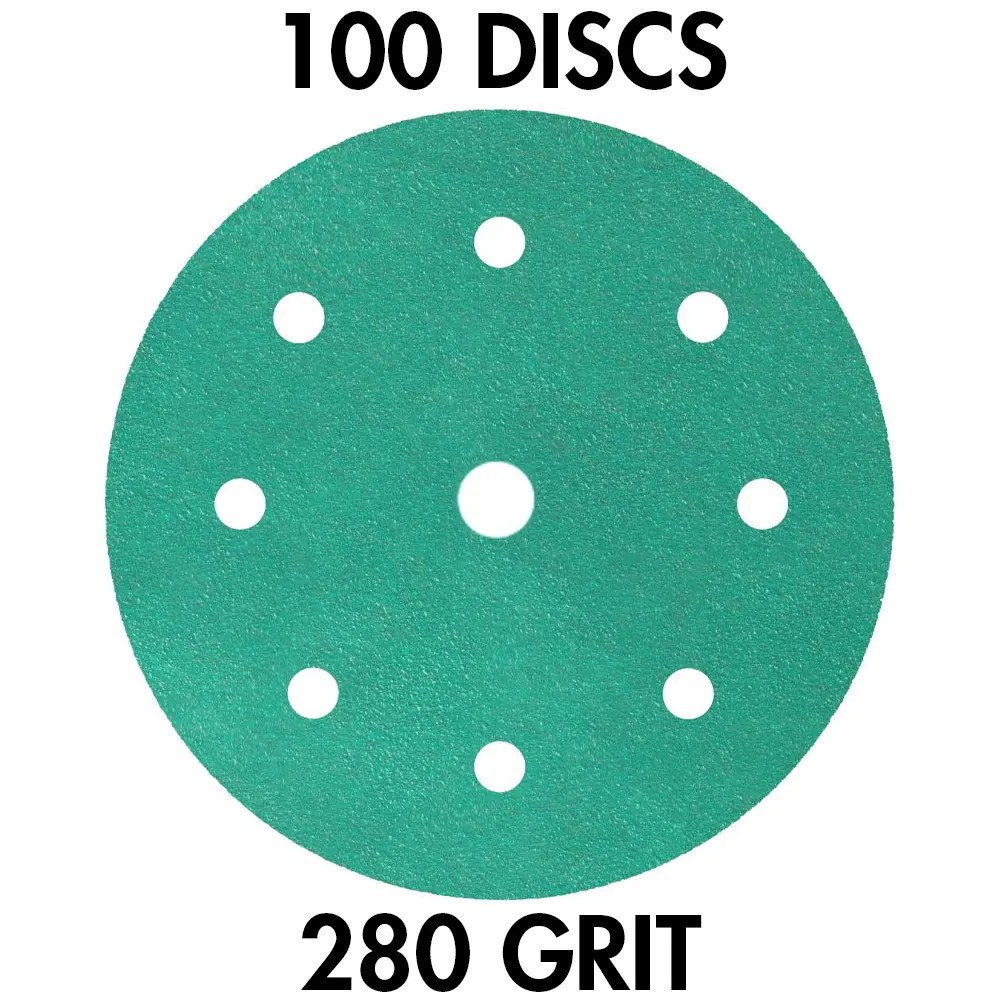 Klingspor 353154 FP 77 K T-ACT GLS1 6" H&L 8-Hole With 17mm Center Hole 280 Grit Sanding Discs, 100PK
