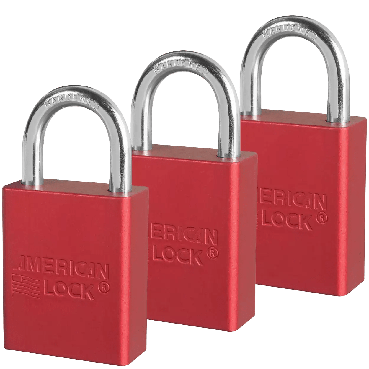 American Lock A1105KAS3RED Red Anodized Aluminum Safety Padlock, 1-1/2″ (38mm) Wide with 1″ (25mm) Tall Shackle, 3PK Keyed-Alike