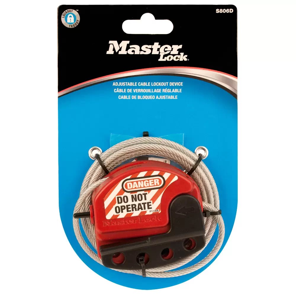 Master Lock S806D Adjustable Cable Lockout in Carded Packaging, 6ft (1.8m) Cable