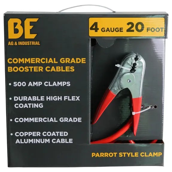 Braber Equipment BE204BC Booster Cable, 4 GA 20' Jumper Cables