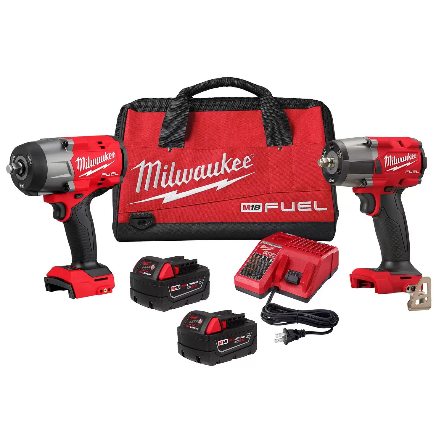 Milwaukee 3010-22 M18 FUEL 1/2" & 3/8" Automotive Impact Wrench Combo Kit, 5AH