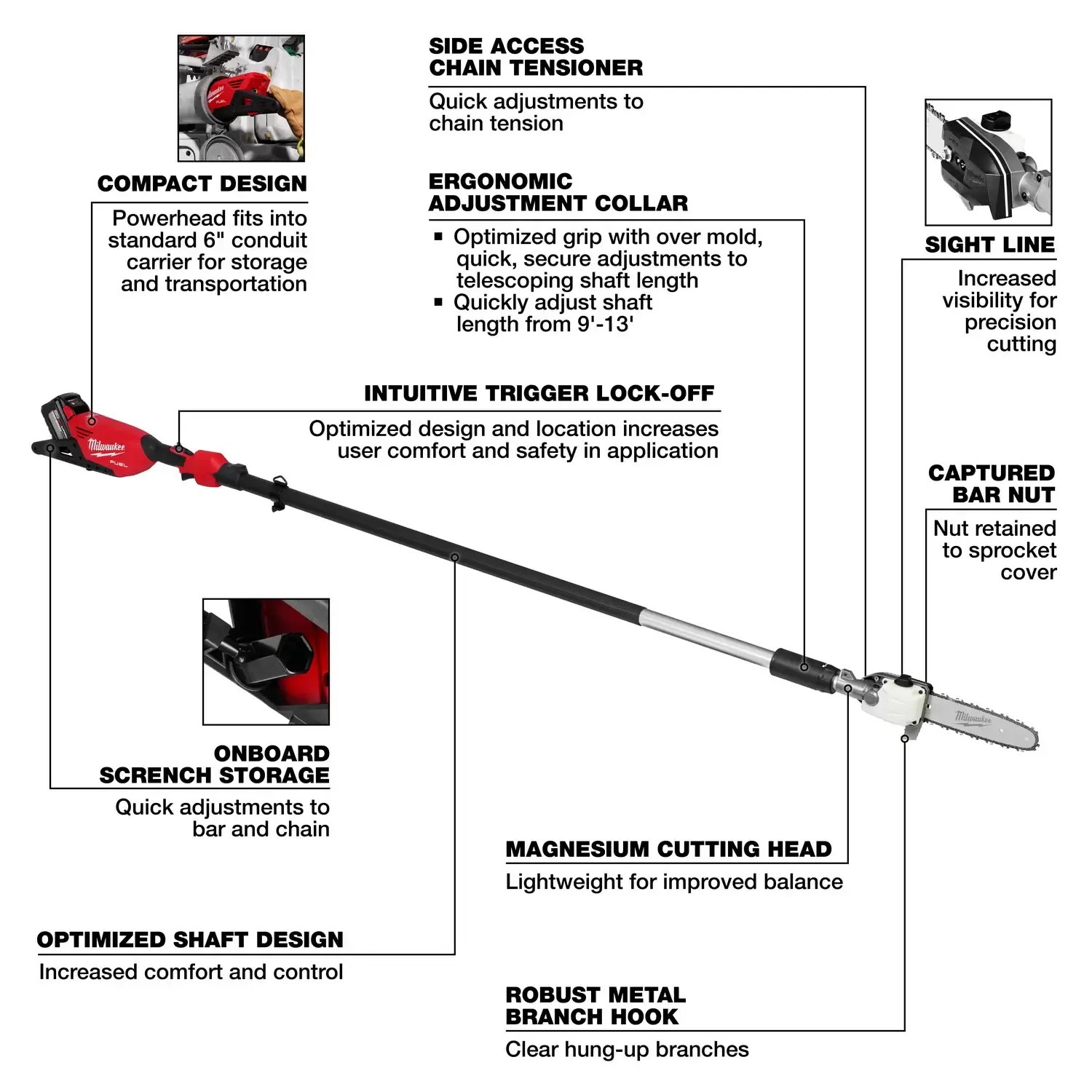 Milwaukee M18 FUEL 18V Cordless Telescoping Pole Saw Kit – 3013-21