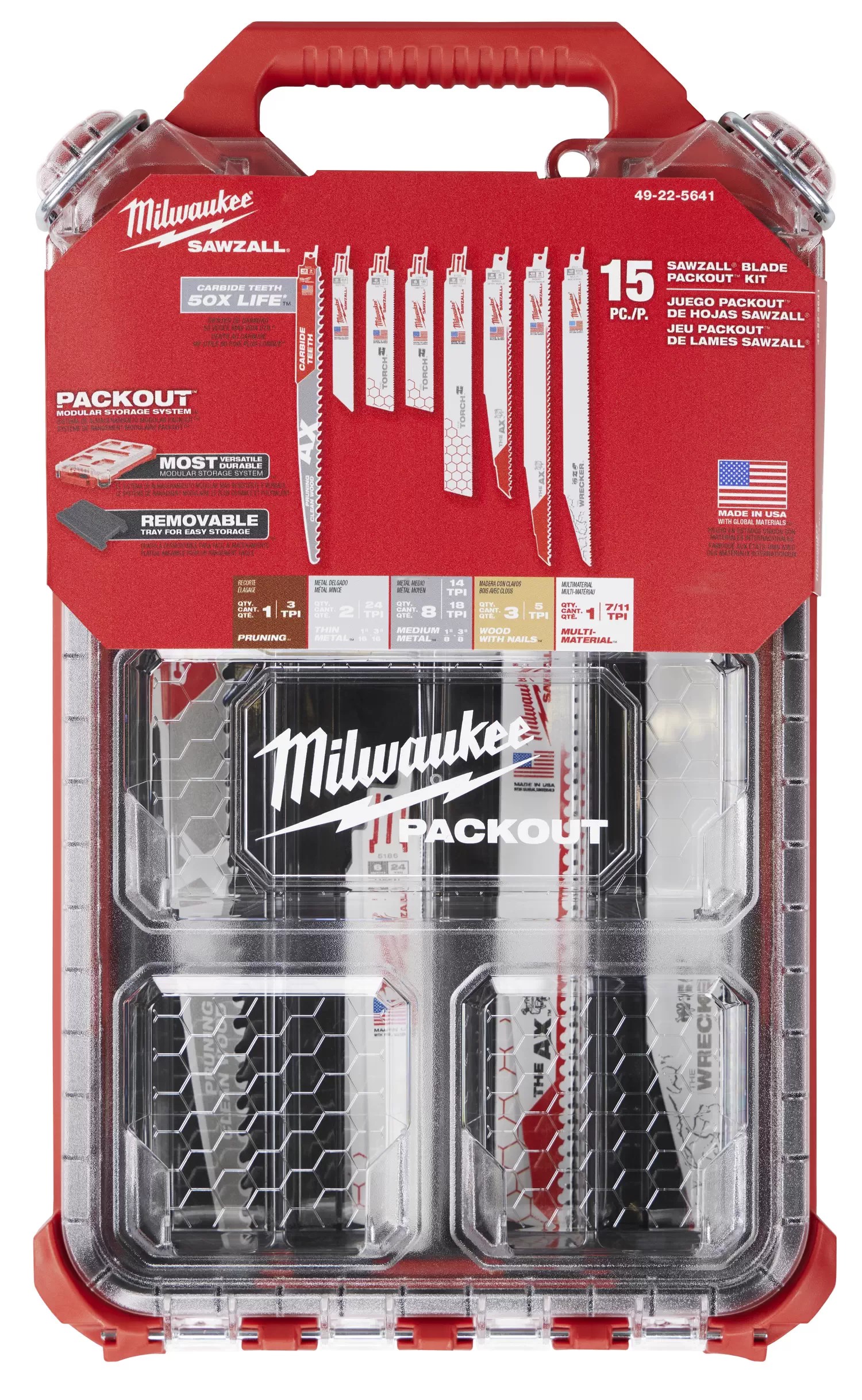 Milwaukee 49-22-5641 PACKOUT 15PC SAWZALL Blade Kit