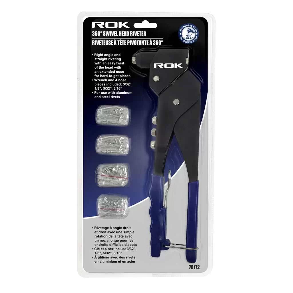 4PC 360° Swivel Head Hand Riveter, 3/32" (2.38mm) to 3/16" (4.8mm)