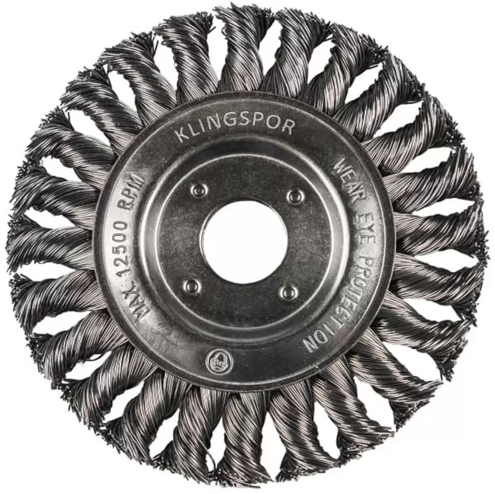 Klingspor 382001 BR 600 Z 4" x 1/2" x 5/8" Stainless Knotted Wire Wheel Brush