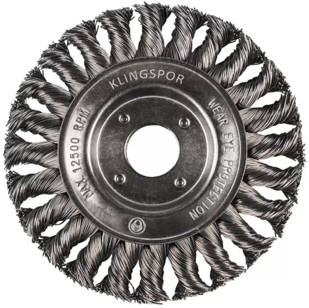 Klingspor 382066 BRP 600 Z 4" x 1/4" x 5/8" Stainless Knotted Wire Wheel Brush