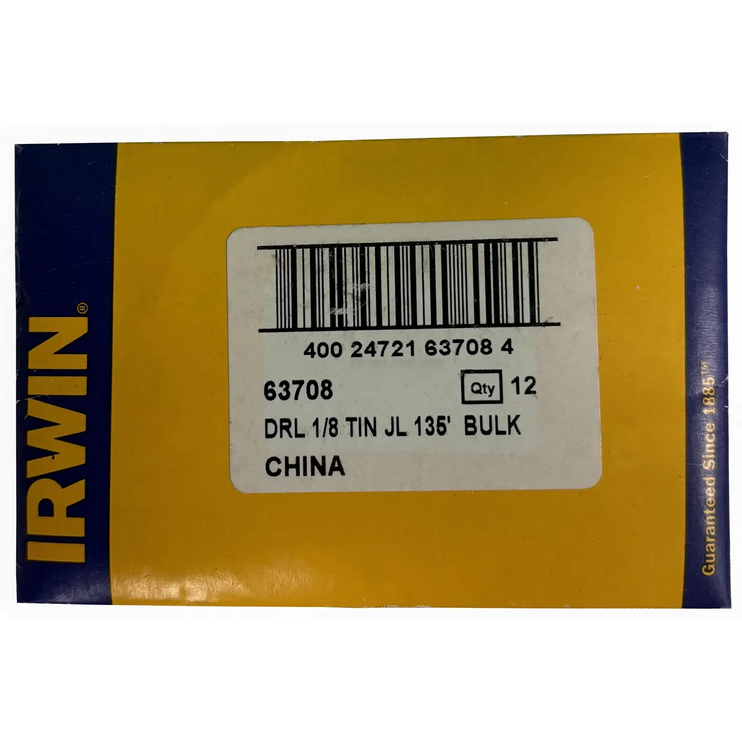 Irwin 63708 12PK 1/8" 135° Titanium Jobber Drill Bits