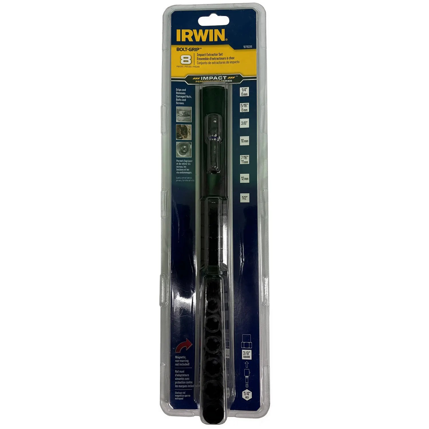 Irwin 1876226 BOLT GRIP 8 Pc. Impact Bolt Extractor Set