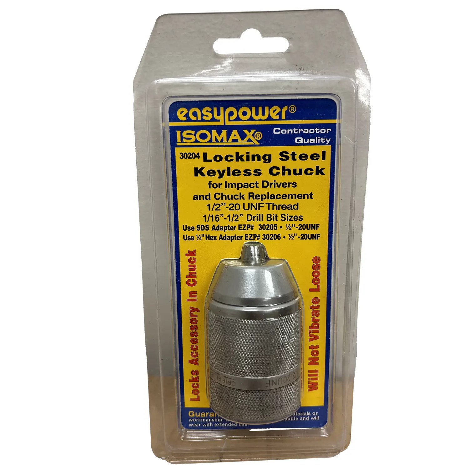 EasyPower 30204 ISOMAX Replacement 1/2"-20 UNF Locking Steel Keyless Chuck