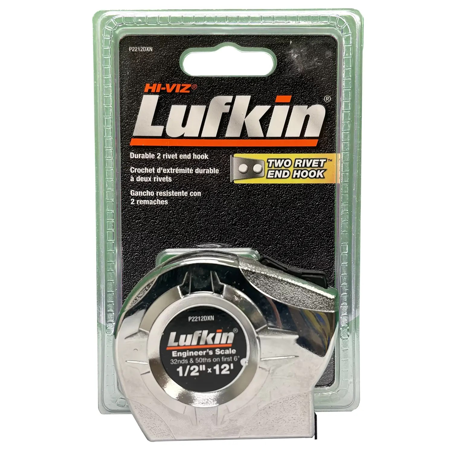 Crescent Lufkin P2212DXN 1/2" x 12' Engineer's Scale Yellow Clad Power Return Tape Measure