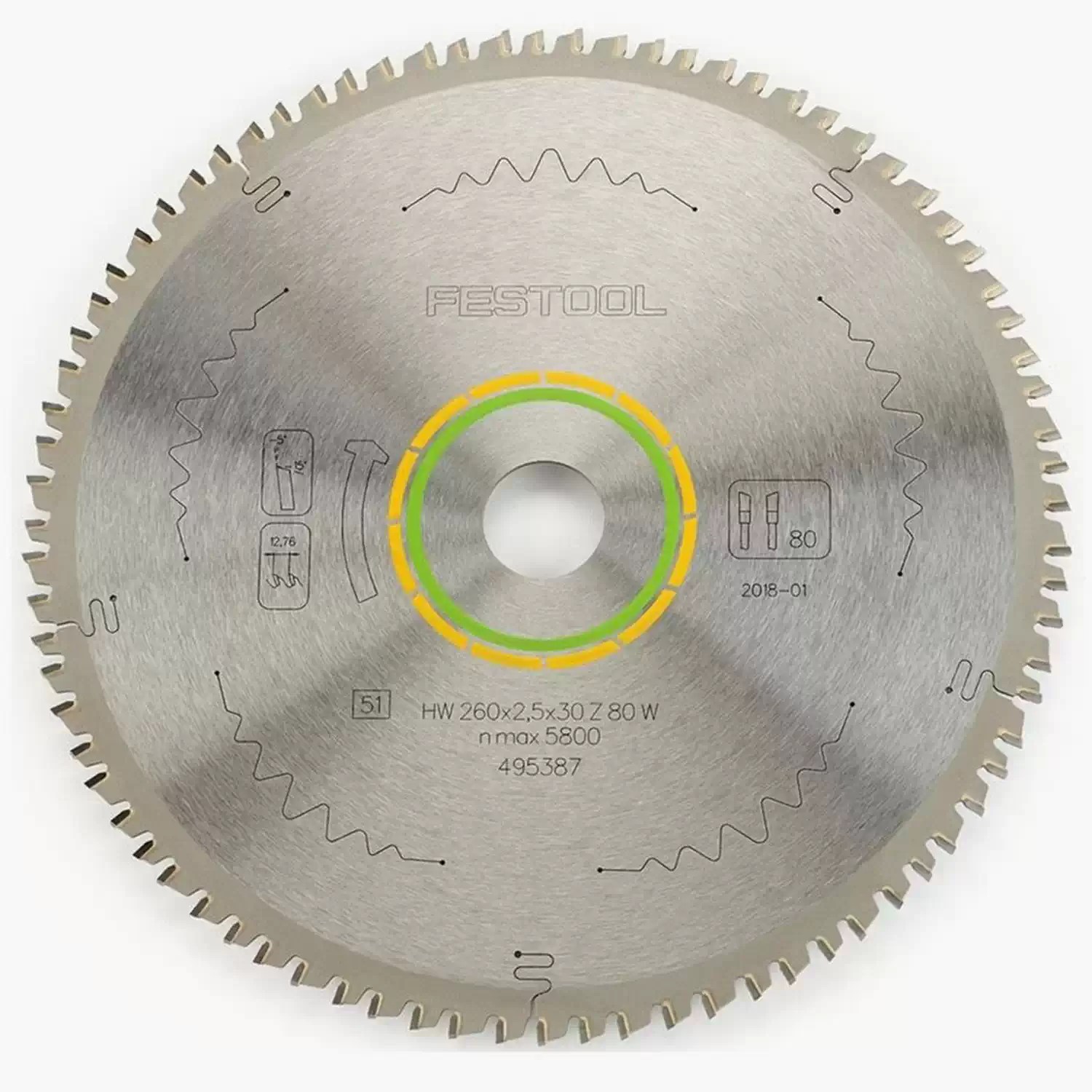 Festool 203150 2PK 10-1/4" Fine Cut & Universal Wood Saw Blade Set HW 260 W60/W80