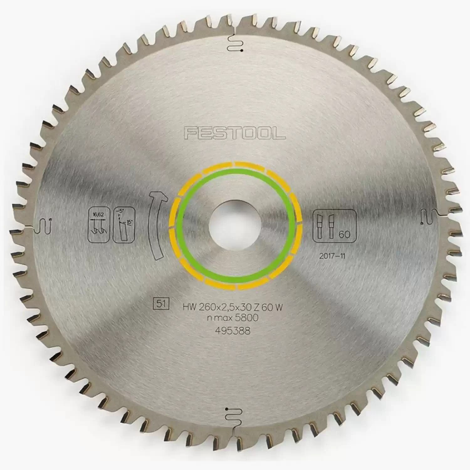 Festool 203150 2PK 10-1/4" Fine Cut & Universal Wood Saw Blade Set HW 260 W60/W80