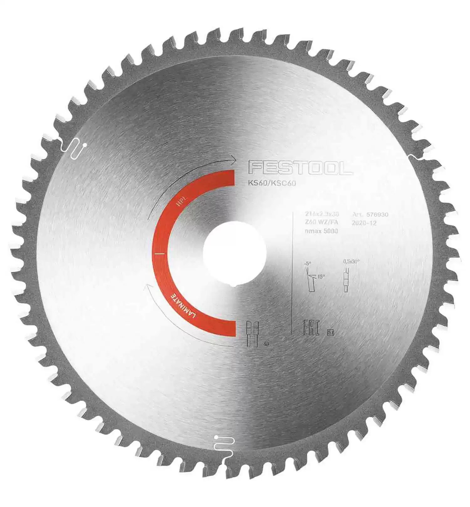 Festool 576930 8-1/2" Laminate / HPL Saw Blade 216x2,3x30 WZ/FA60