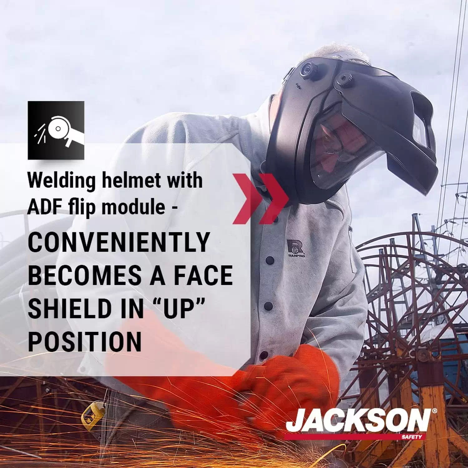 Jackson Safety 46240 Translight 455 Flip Series Premium Auto Darkening Welding Helmet, Shade 5-13